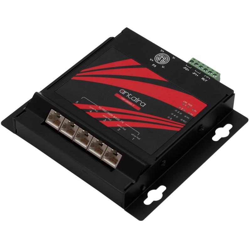 5-Port Industrial Gigabit PoE+ Unmanaged Flat Ethernet Switch, IP30, 48-56VDC